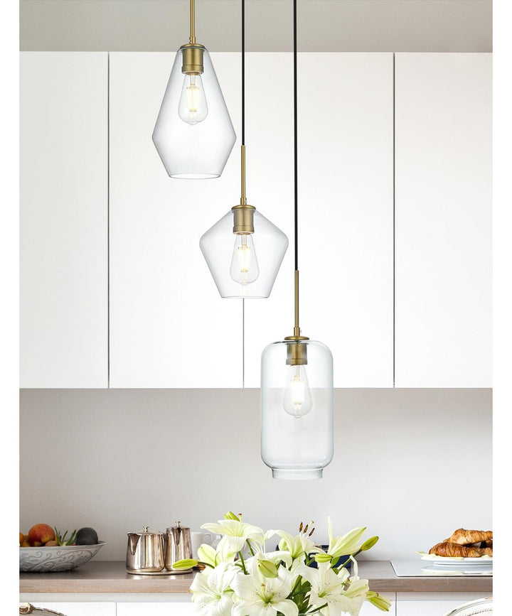 17.5 Inch Pendant Clear Shade In Satin Gold