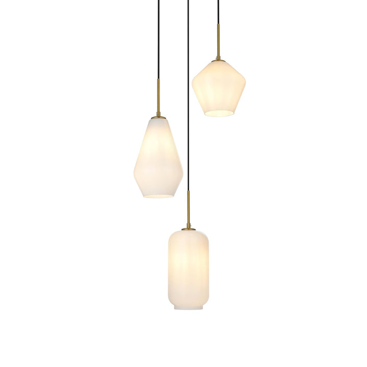 17.5 Inch Pendant Frosted White In Satin Gold