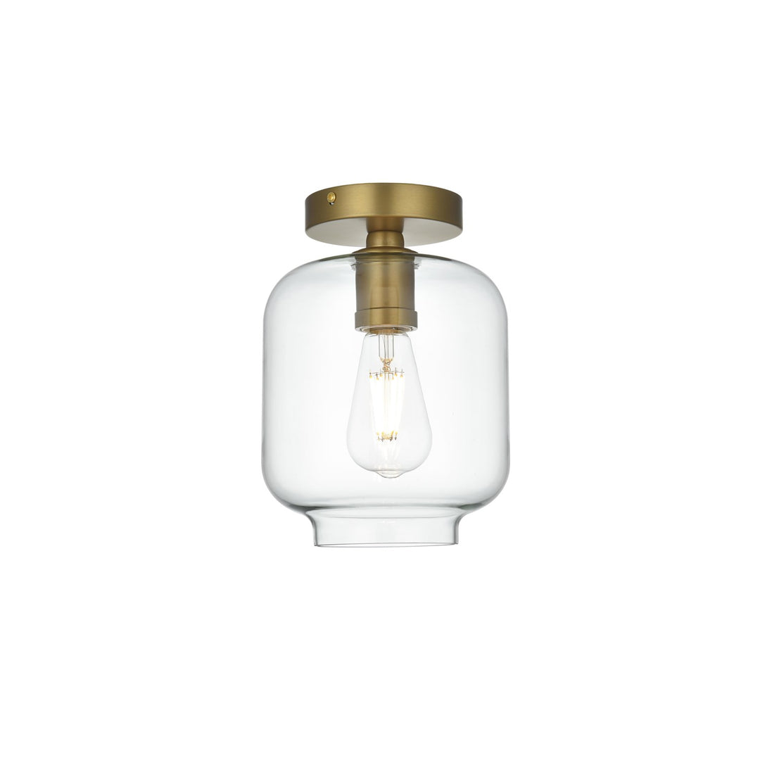 7.5 Inch Flush Mount Clear Shade In Satin Gold by Living District