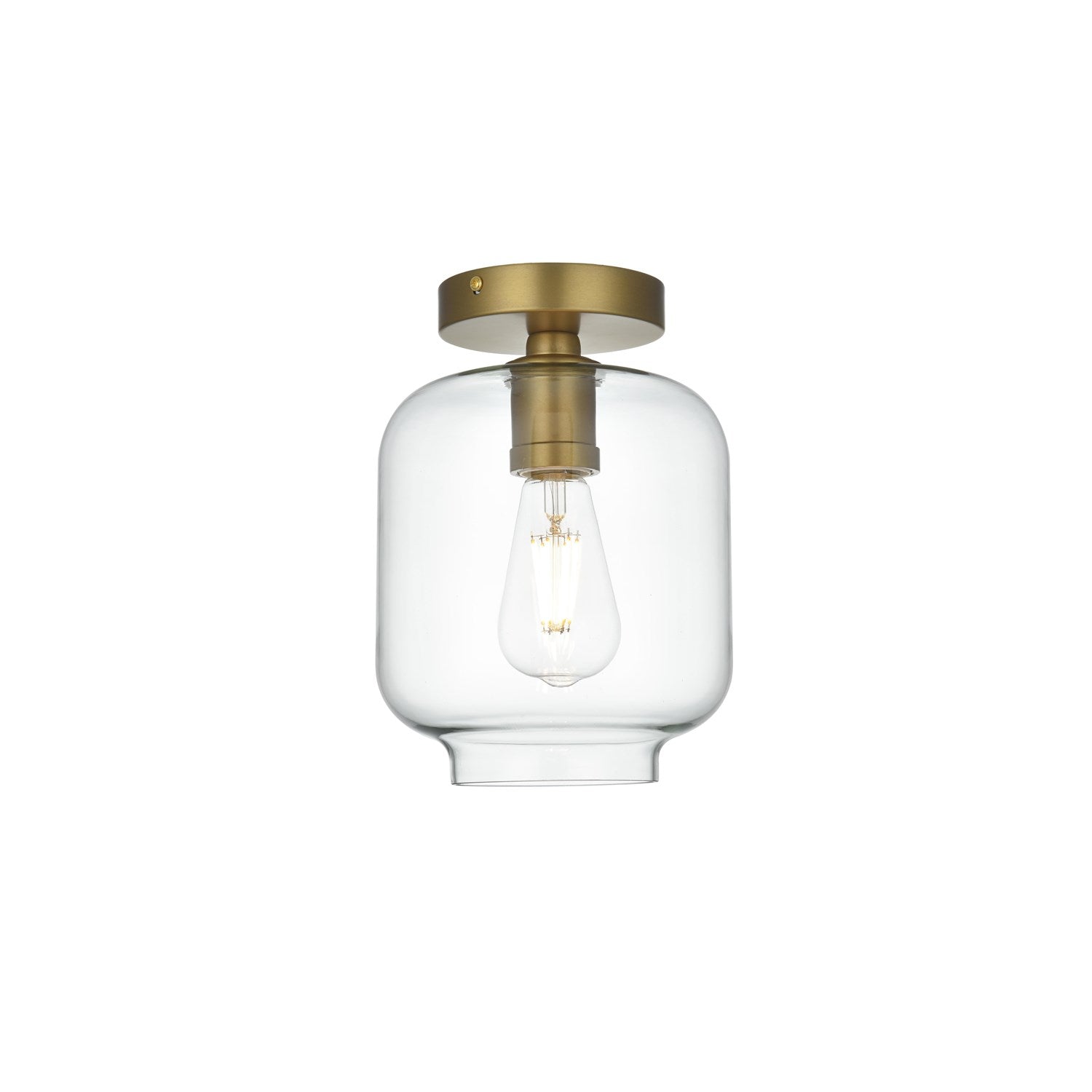 7.5 Inch Flush Mount Clear Shade In Satin Gold by Living District