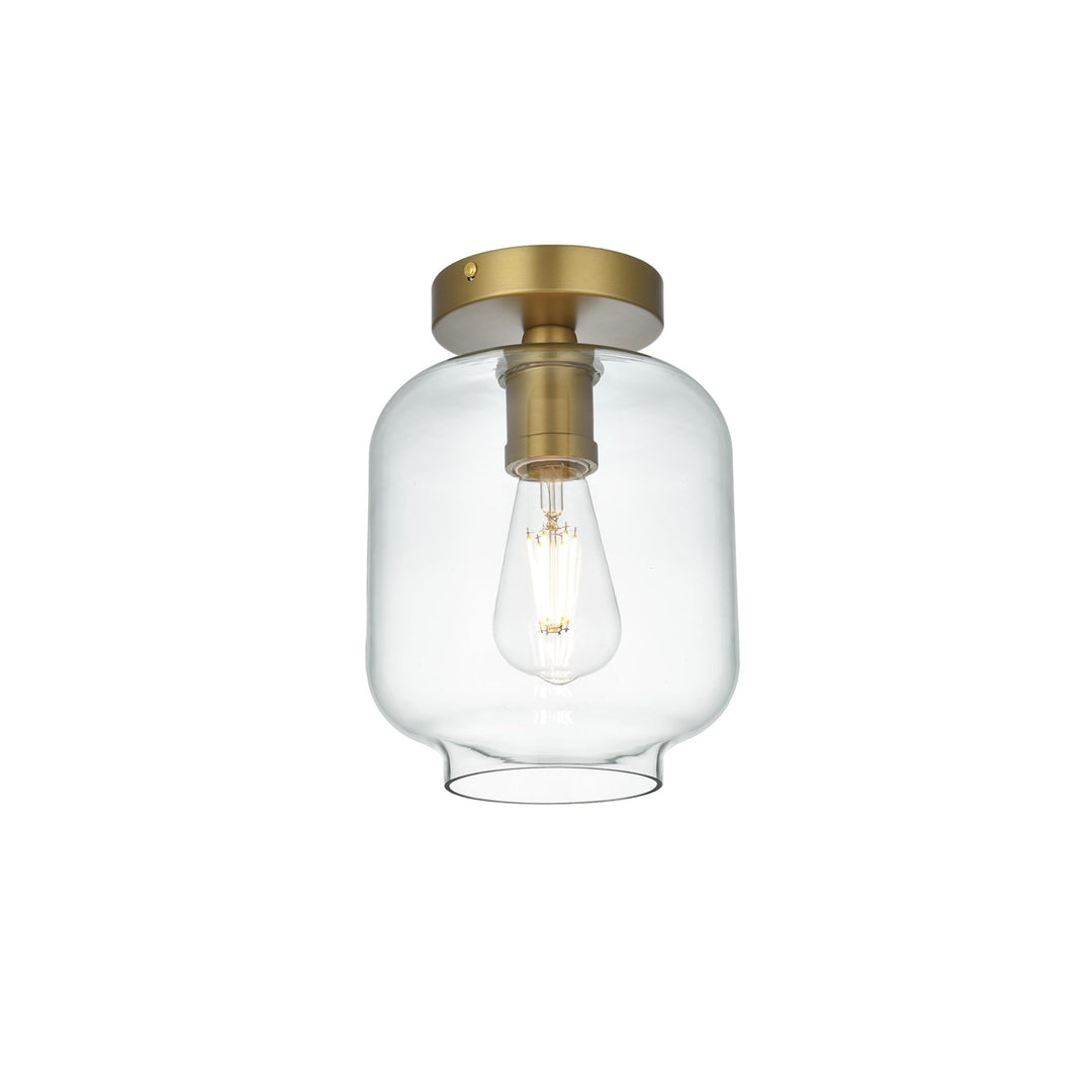 7.5 Inch Flush Mount Clear Shade In Satin Gold