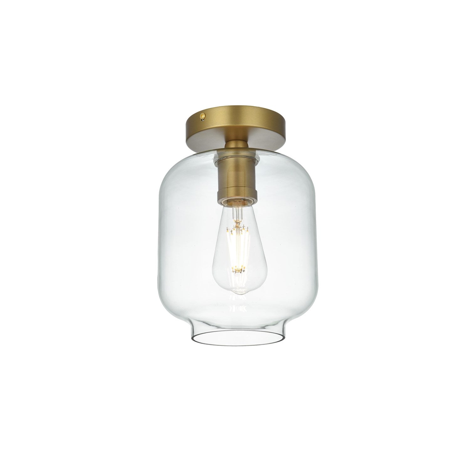 7.5 Inch Flush Mount Clear Shade In Satin Gold