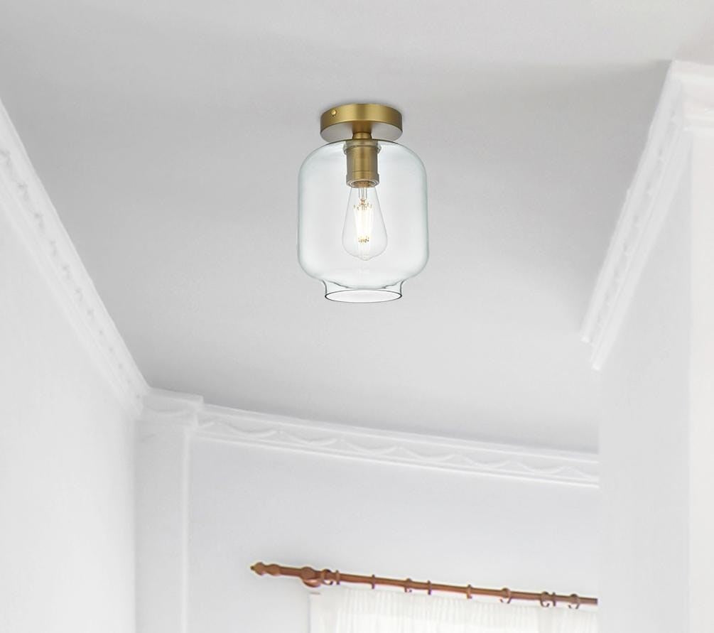 7.5 Inch Flush Mount Clear Shade In Satin Gold
