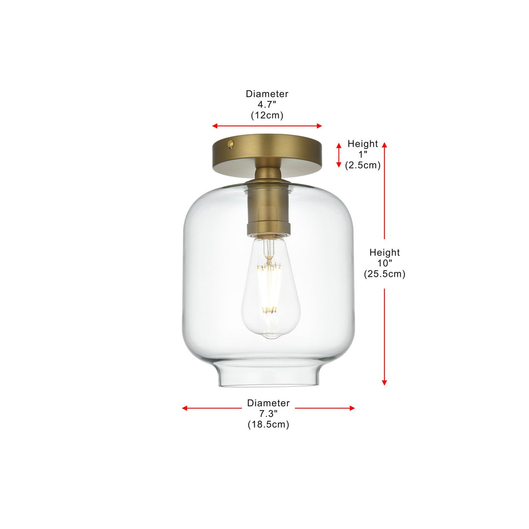 7.5 Inch Flush Mount Clear Shade In Satin Gold