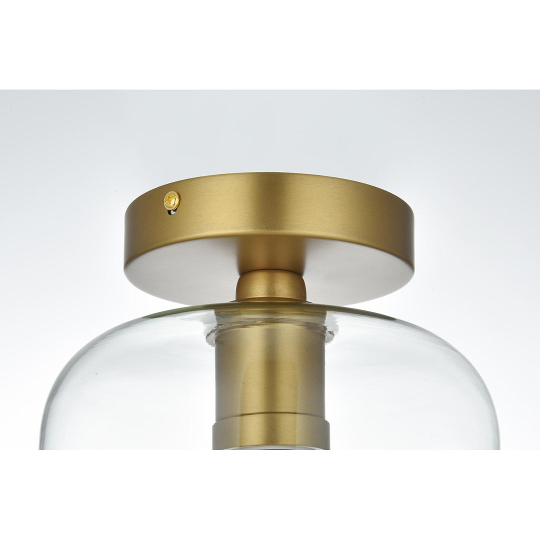 7.5 Inch Flush Mount Clear Shade In Satin Gold