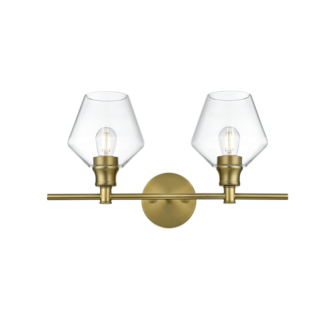 2 Light Satin Gold And Clear Glass Wall Sconce by Living District
