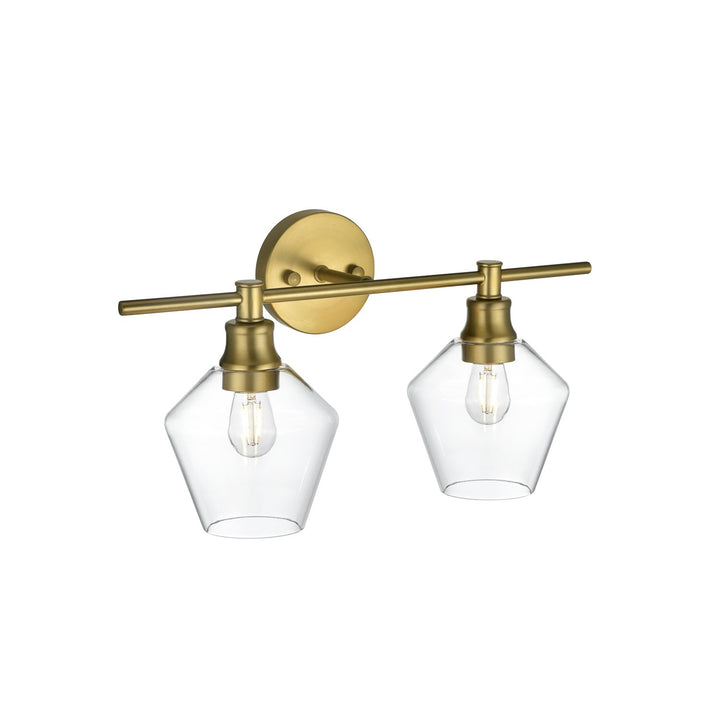 2 Light Satin Gold And Clear Glass Wall Sconce