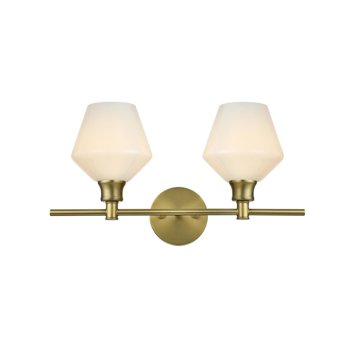 2 Light Satin Gold And Frosted White Glass Wall Sconce by Living District