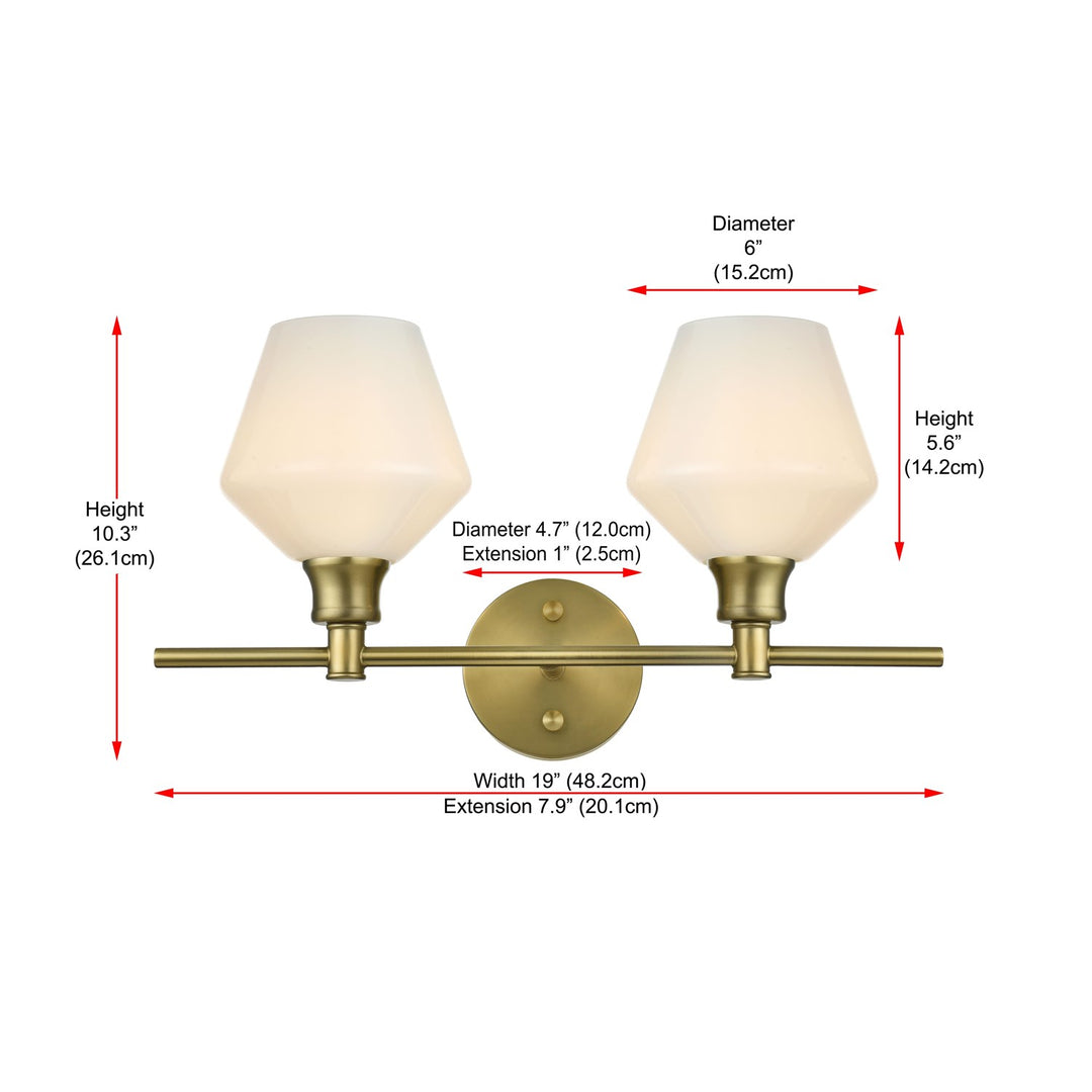 2 Light Satin Gold And Frosted White Glass Wall Sconce
