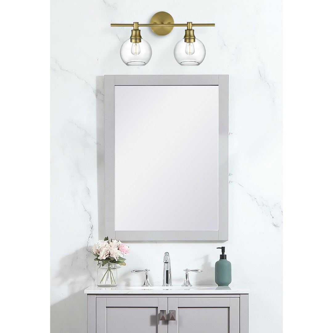 2 Light Satin Gold And Clear Glass Wall Sconce