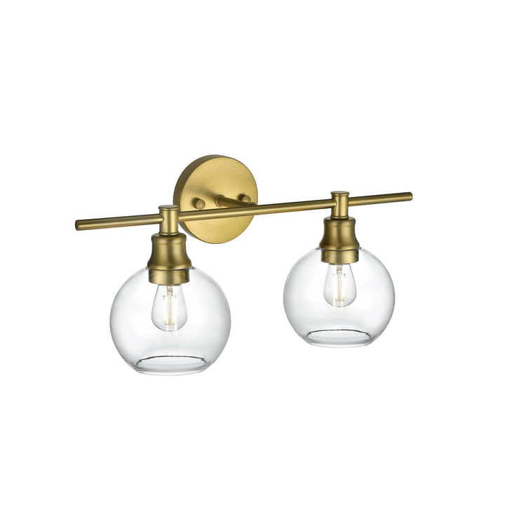 2 Light Satin Gold And Clear Glass Wall Sconce