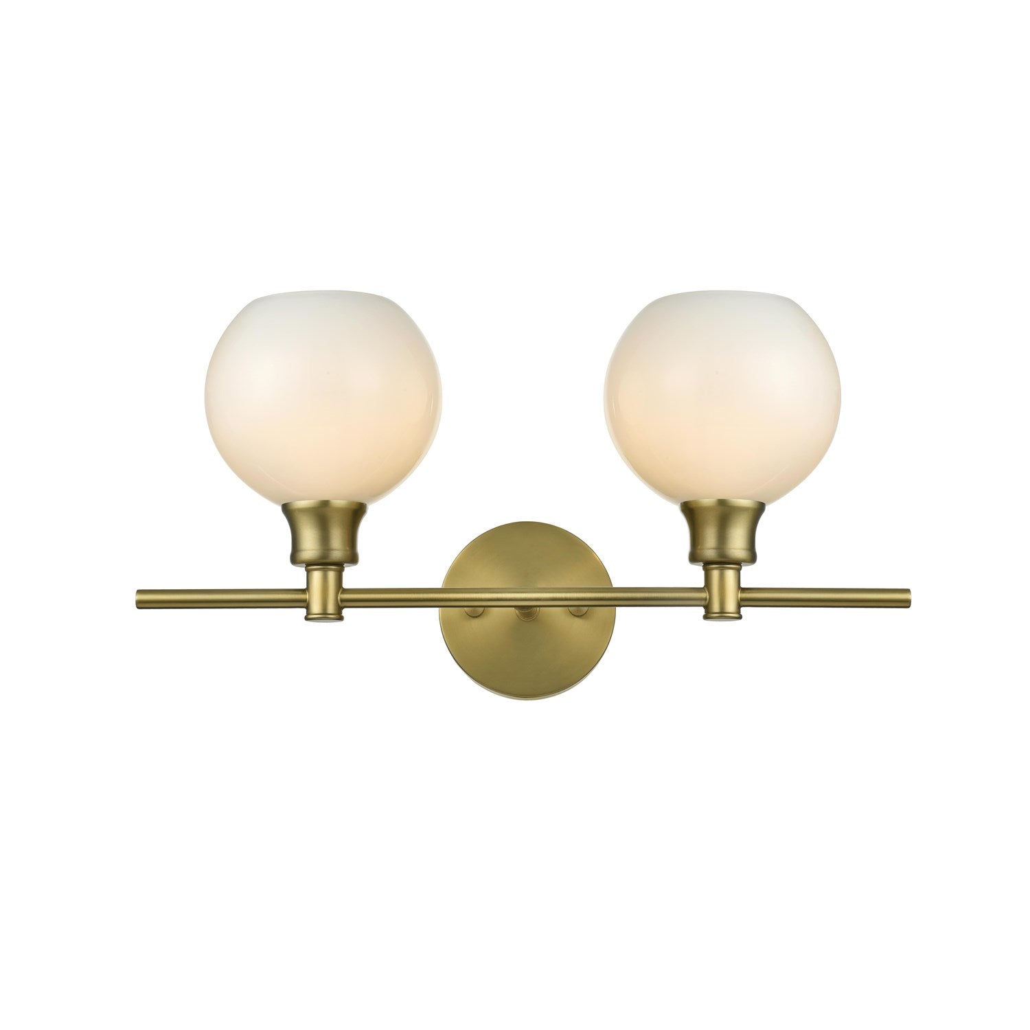 2 Light Satin Gold And Frosted White Glass Wall Sconce by Living District