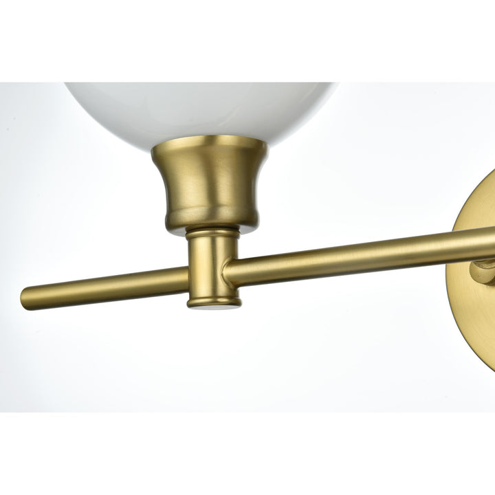 2 Light Satin Gold And Frosted White Glass Wall Sconce