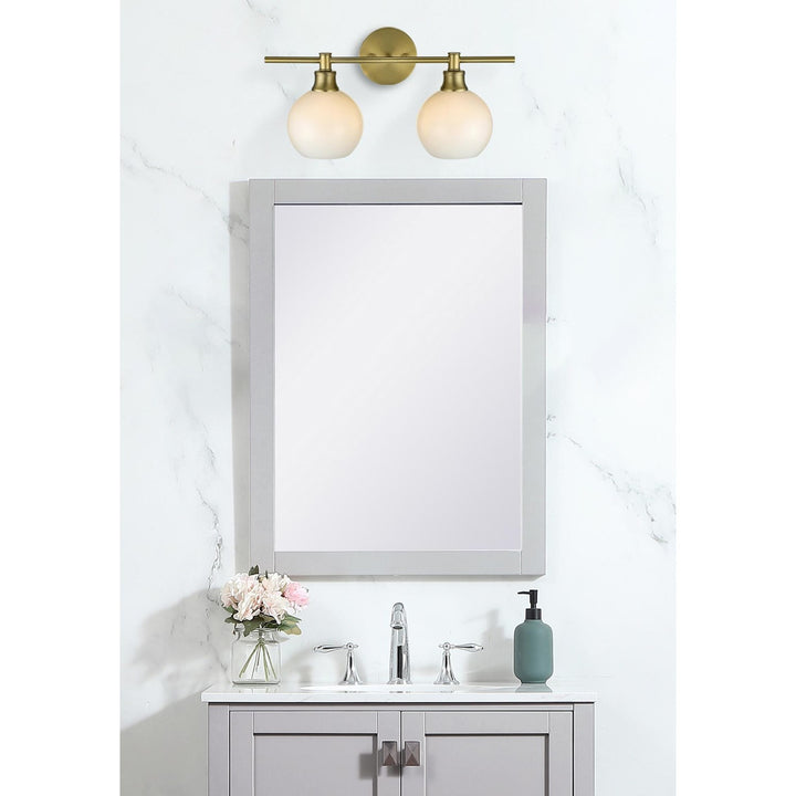 2 Light Satin Gold And Frosted White Glass Wall Sconce