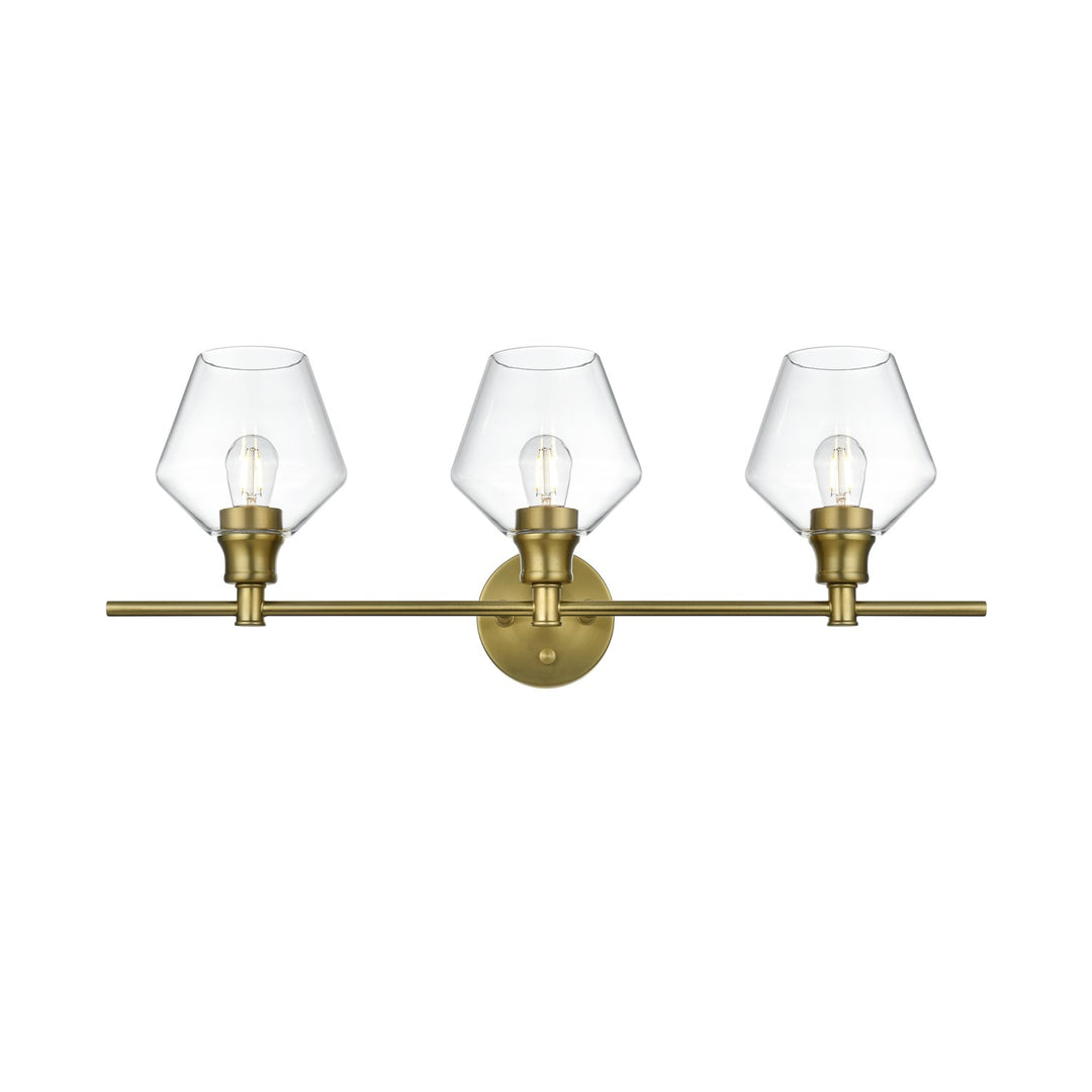 3 Light Satin Gold And Clear Glass Wall Sconce by Living District