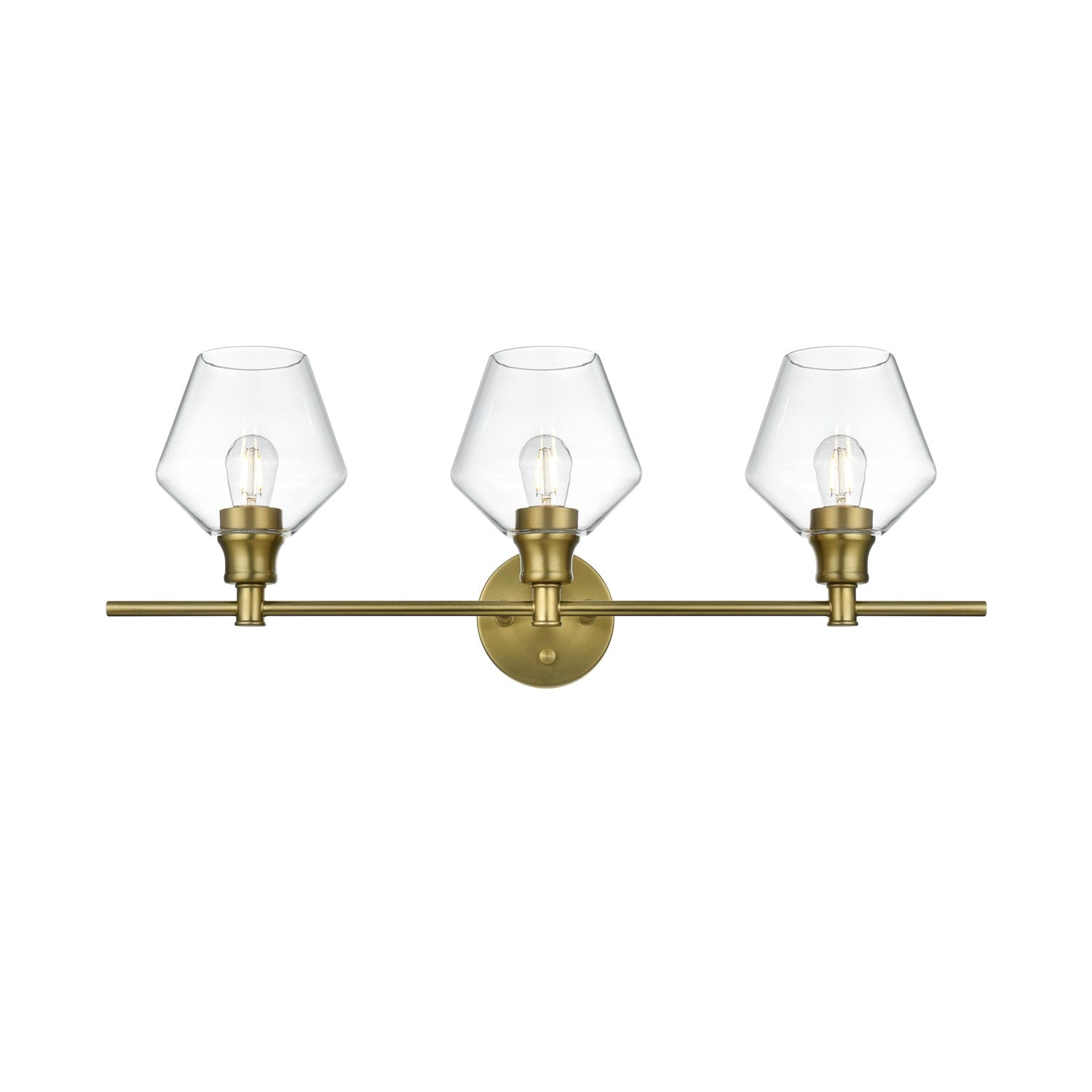 3 Light Satin Gold And Clear Glass Wall Sconce by Living District