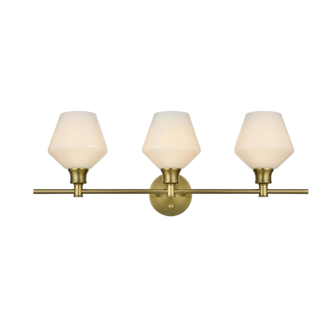 3 Light Satin Gold And Frosted White Glass Wall Sconce by Living District