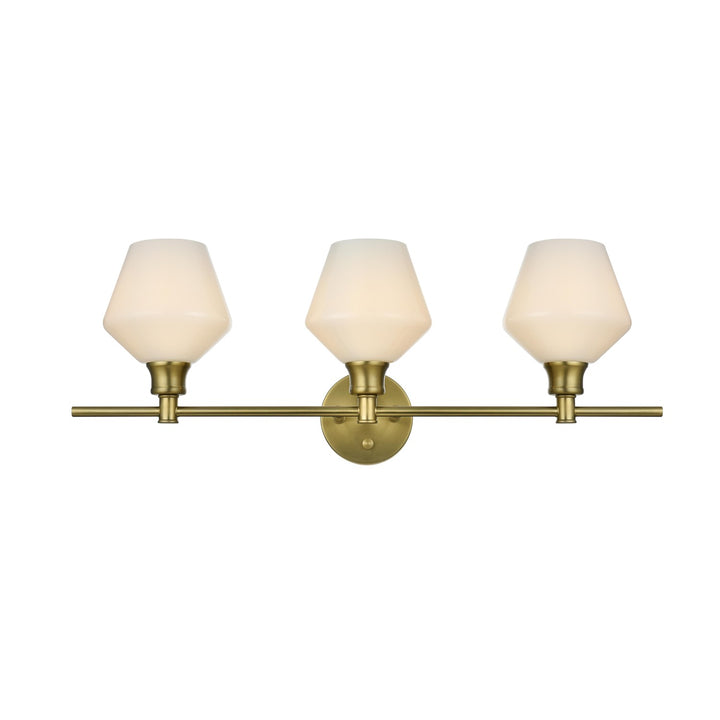 3 Light Satin Gold And Frosted White Glass Wall Sconce by Living District