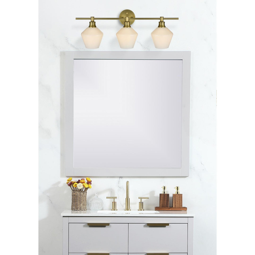 3 Light Satin Gold And Frosted White Glass Wall Sconce