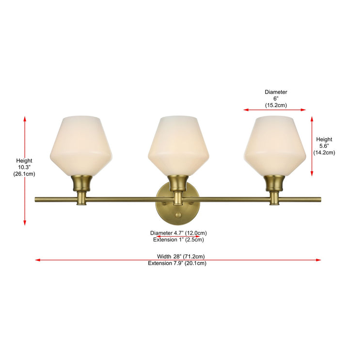 3 Light Satin Gold And Frosted White Glass Wall Sconce