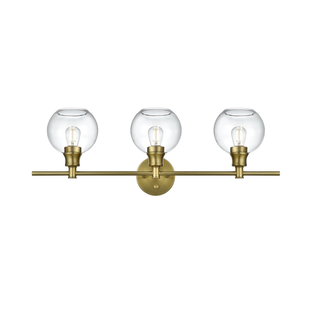 3 Light Satin Gold And Clear Glass Wall Sconce by Living District