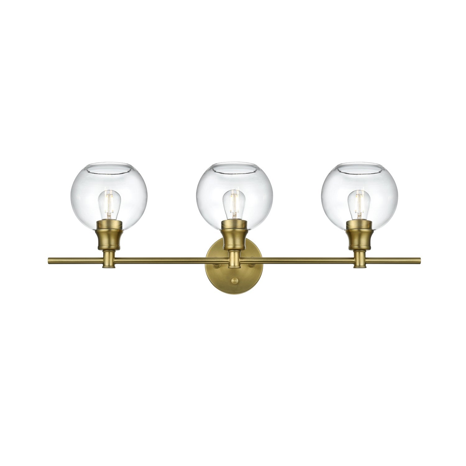 3 Light Satin Gold And Clear Glass Wall Sconce by Living District