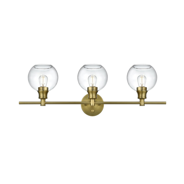 3 Light Satin Gold And Clear Glass Wall Sconce by Living District