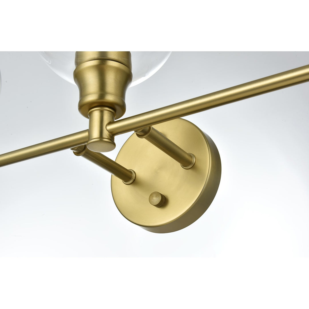 3 Light Satin Gold And Clear Glass Wall Sconce