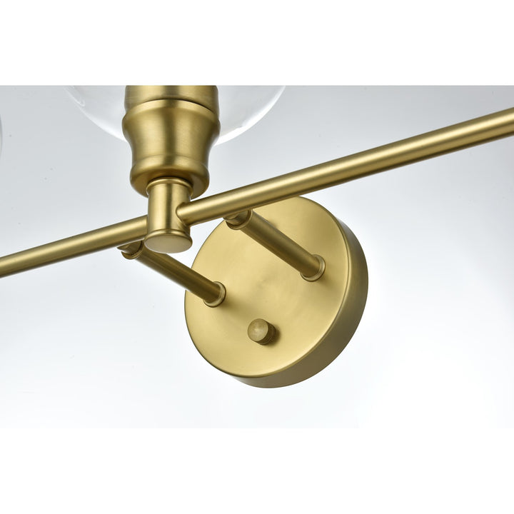 3 Light Satin Gold And Clear Glass Wall Sconce