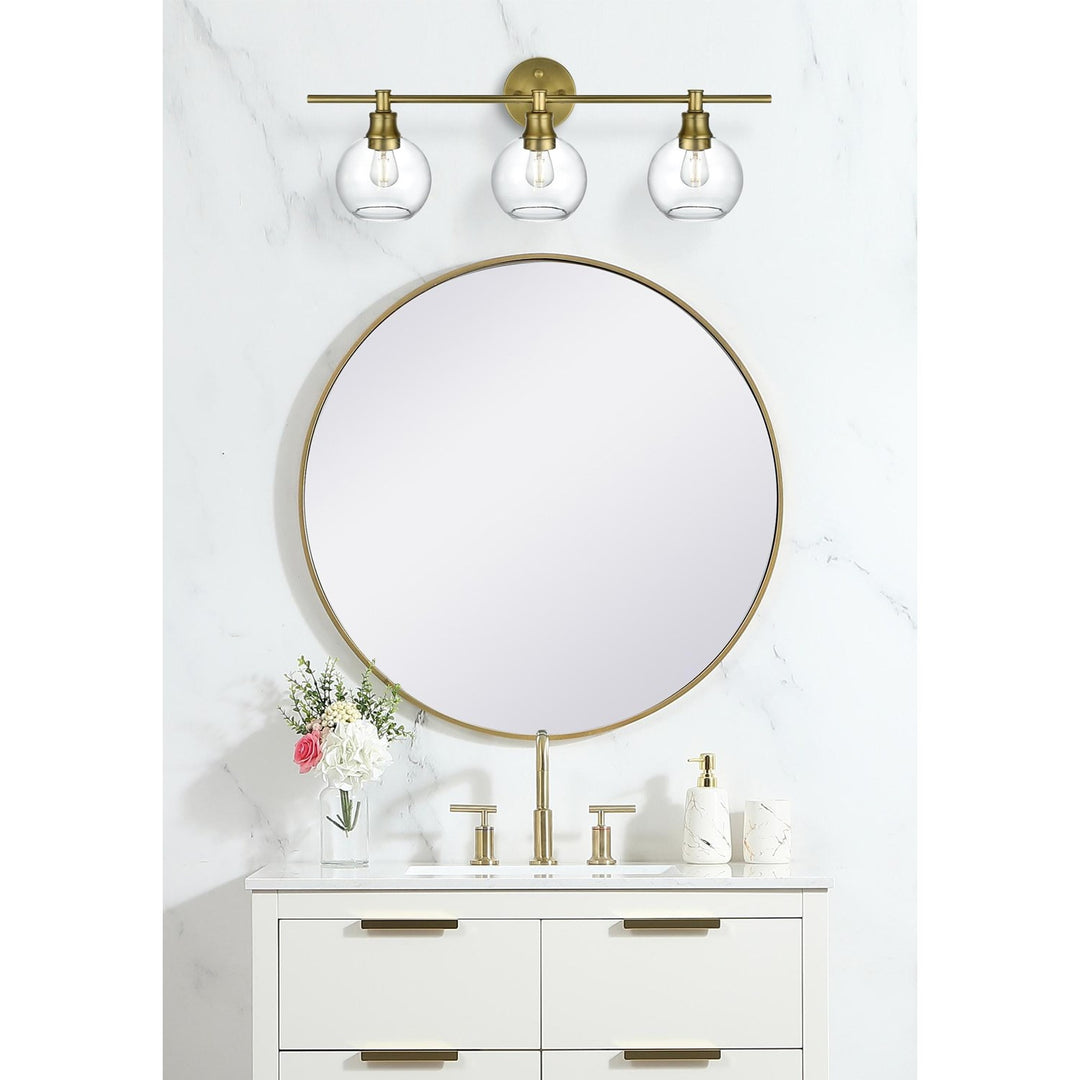 3 Light Satin Gold And Clear Glass Wall Sconce