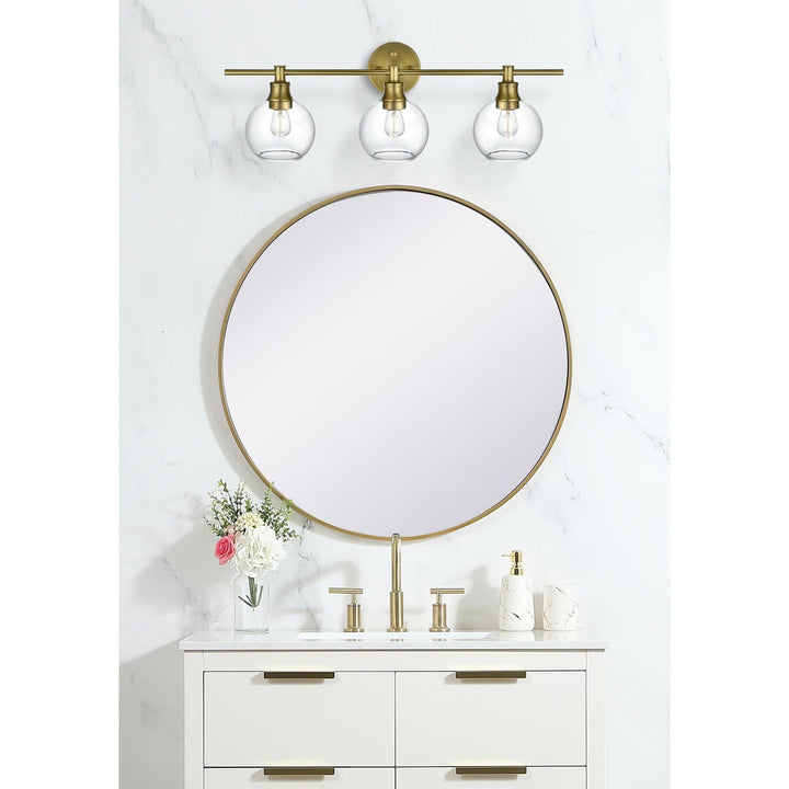 3 Light Satin Gold And Clear Glass Wall Sconce