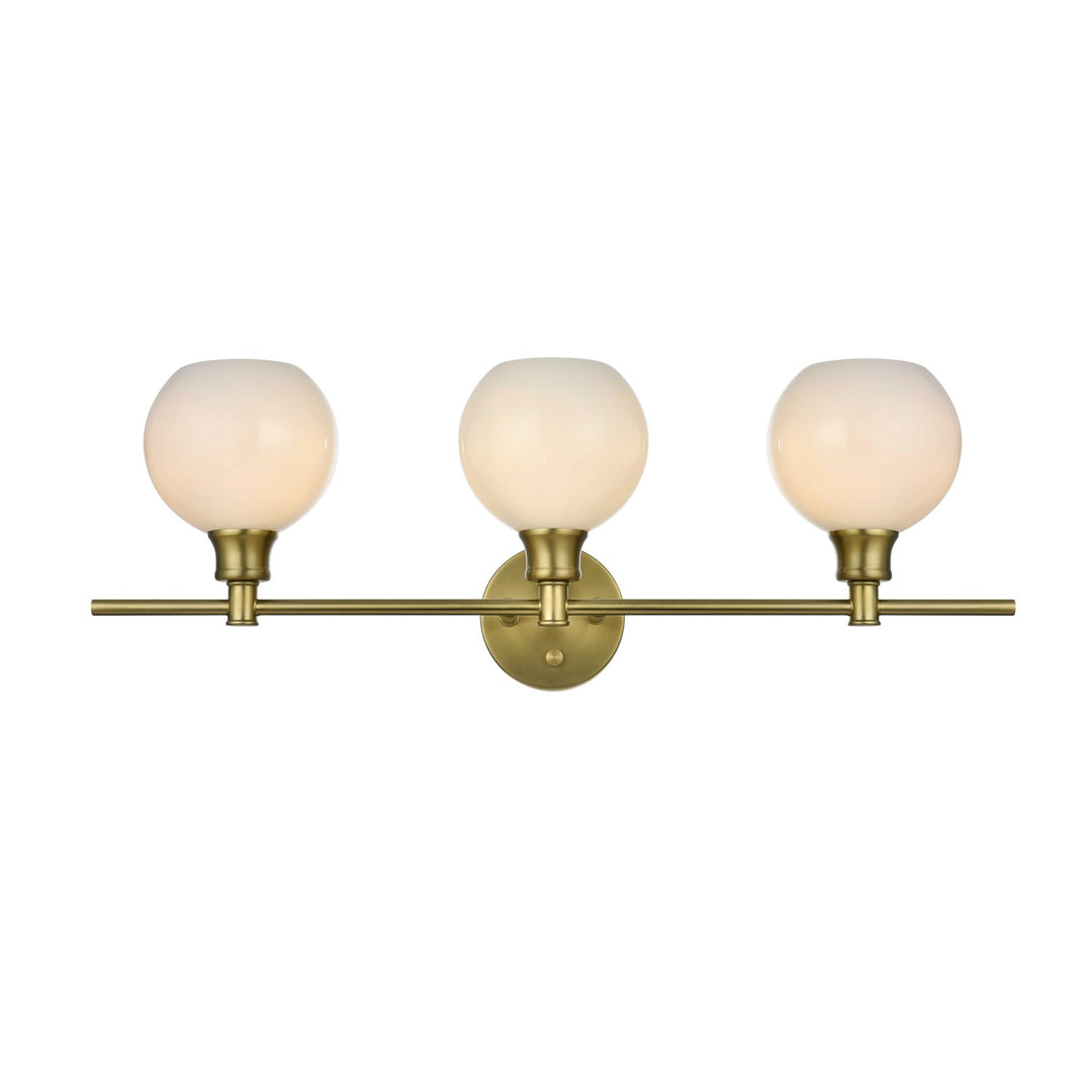3 Light Satin Gold And Frosted White Glass Wall Sconce by Living District