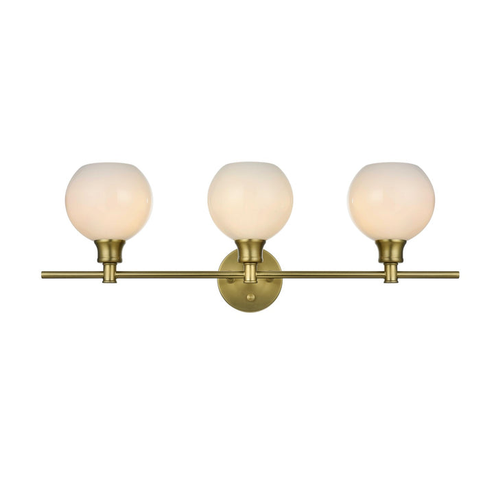 3 Light Satin Gold And Frosted White Glass Wall Sconce by Living District