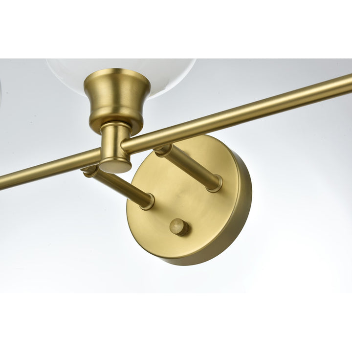 3 Light Satin Gold And Frosted White Glass Wall Sconce