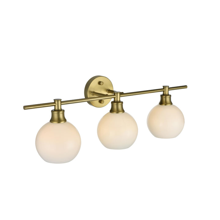 3 Light Satin Gold And Frosted White Glass Wall Sconce