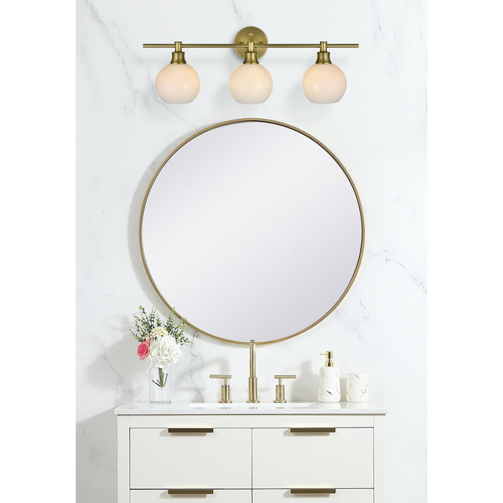 3 Light Satin Gold And Frosted White Glass Wall Sconce