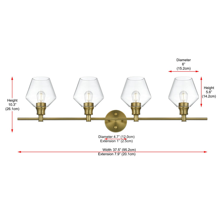 4 Light Satin Gold And Clear Glass Wall Sconce