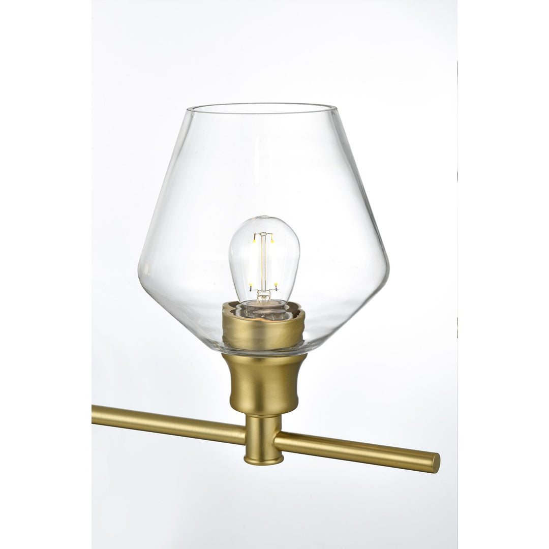 4 Light Satin Gold And Clear Glass Wall Sconce