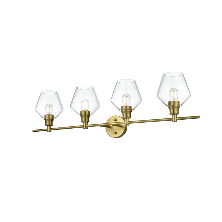 4 Light Satin Gold And Clear Glass Wall Sconce