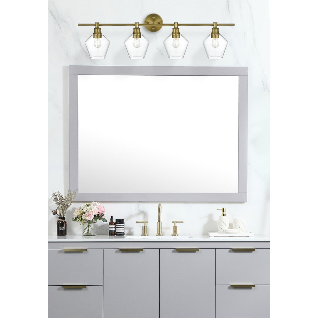 4 Light Satin Gold And Clear Glass Wall Sconce