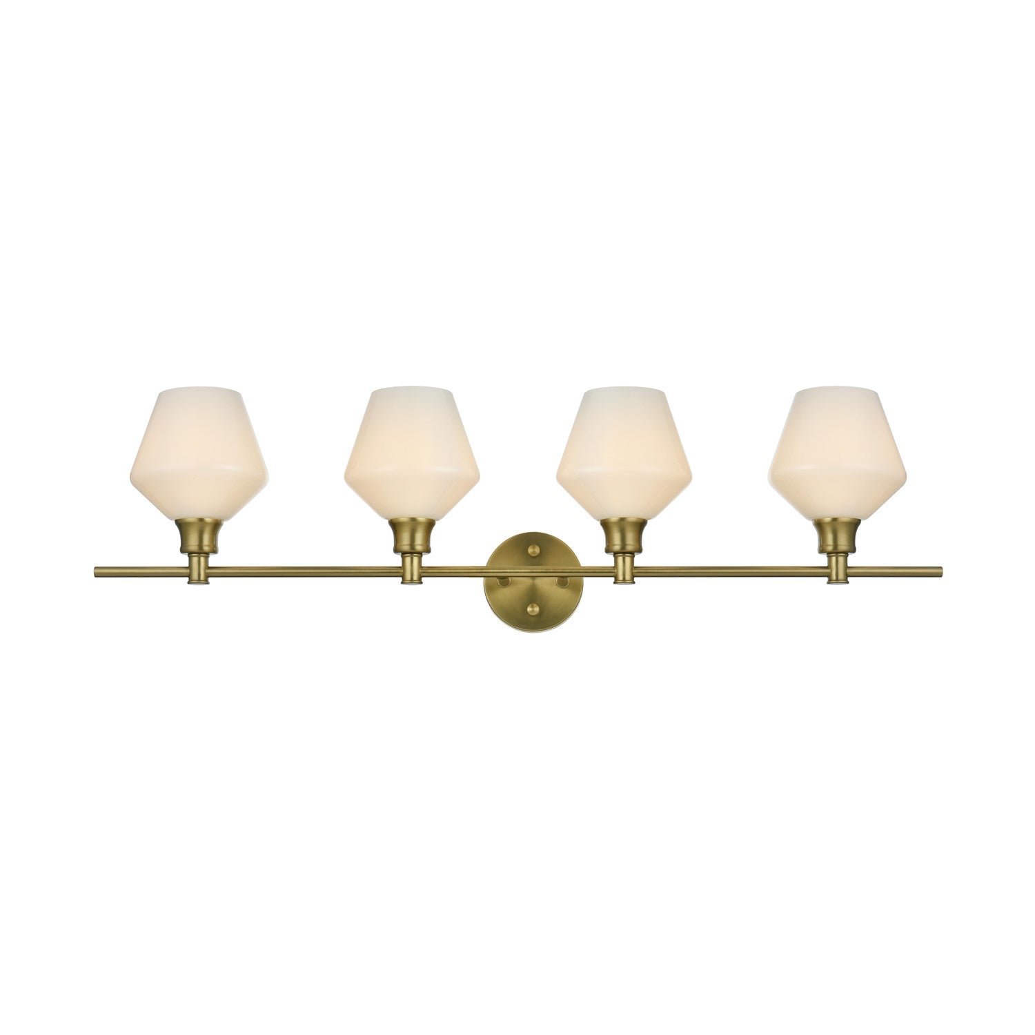 4 Light Satin Gold And Frosted White Glass Wall Sconce by Living District