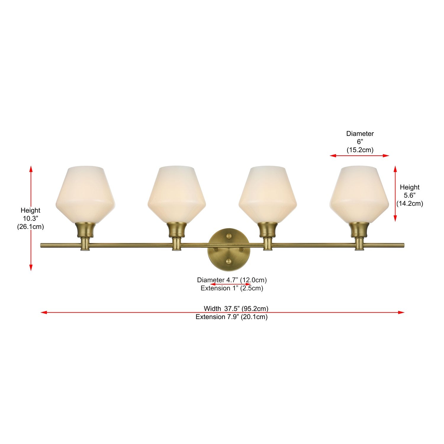 4 Light Satin Gold And Frosted White Glass Wall Sconce