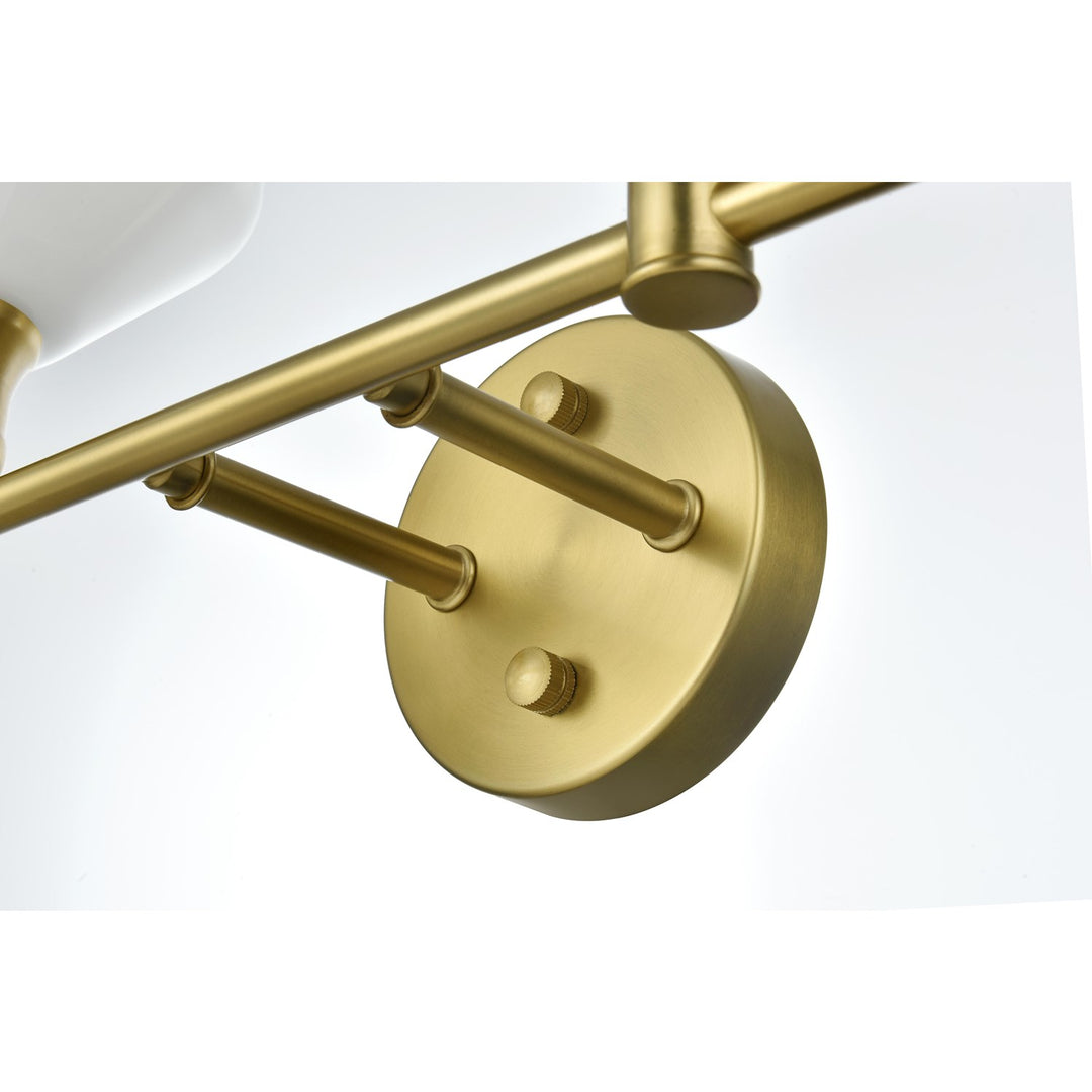 4 Light Satin Gold And Frosted White Glass Wall Sconce