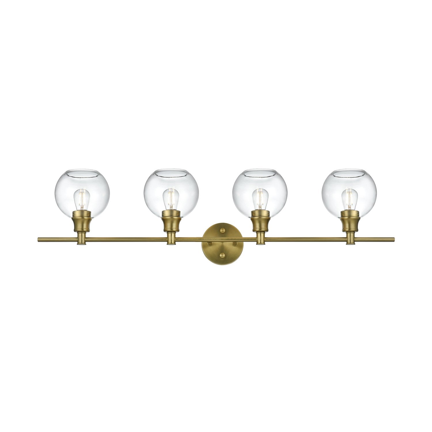 4 Light Satin Gold And Clear Glass Wall Sconce by Living District