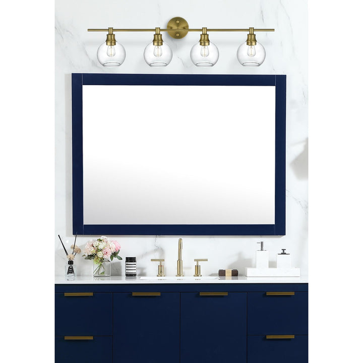 4 Light Satin Gold And Clear Glass Wall Sconce