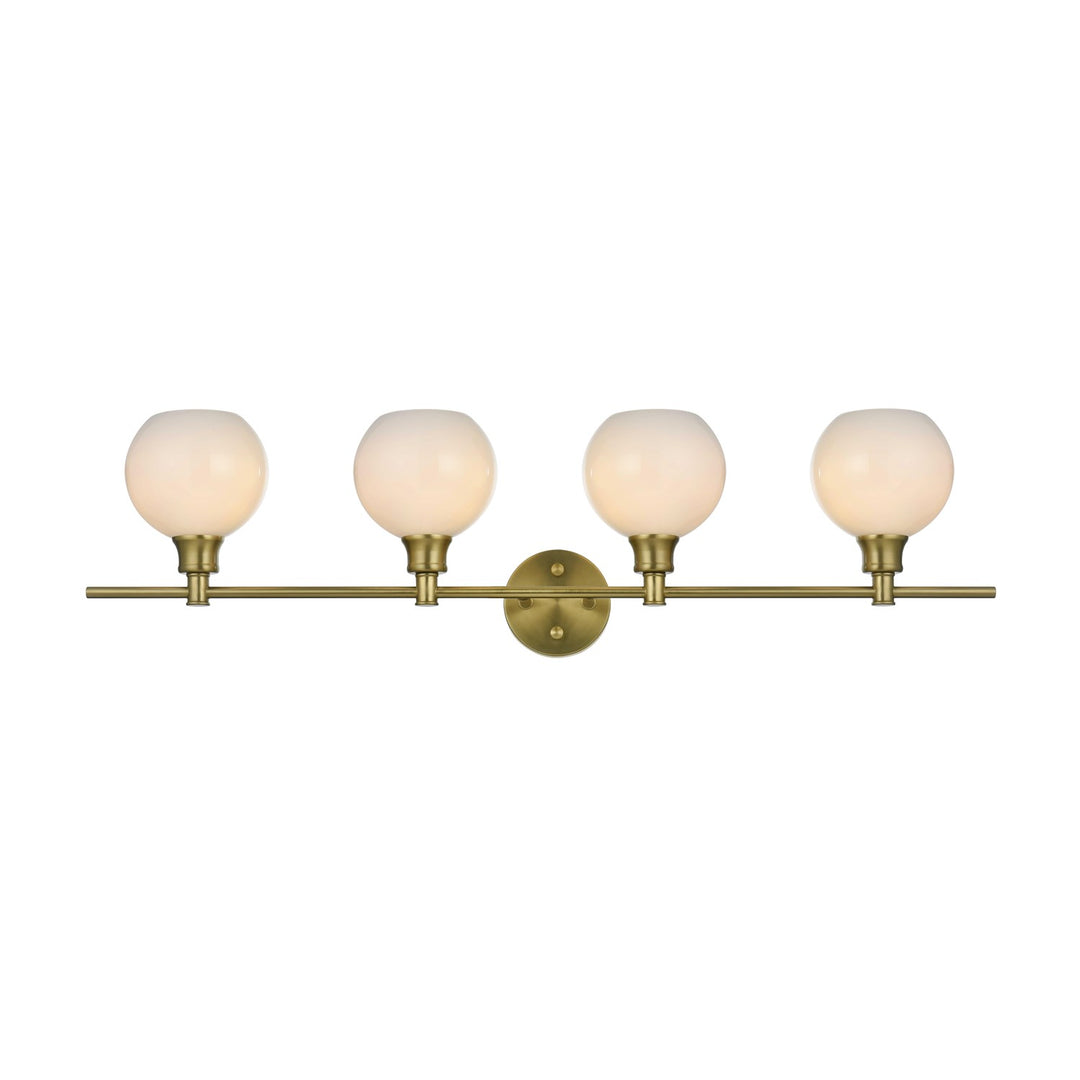 4 Light Satin Gold And Frosted White Glass Wall Sconce by Living District