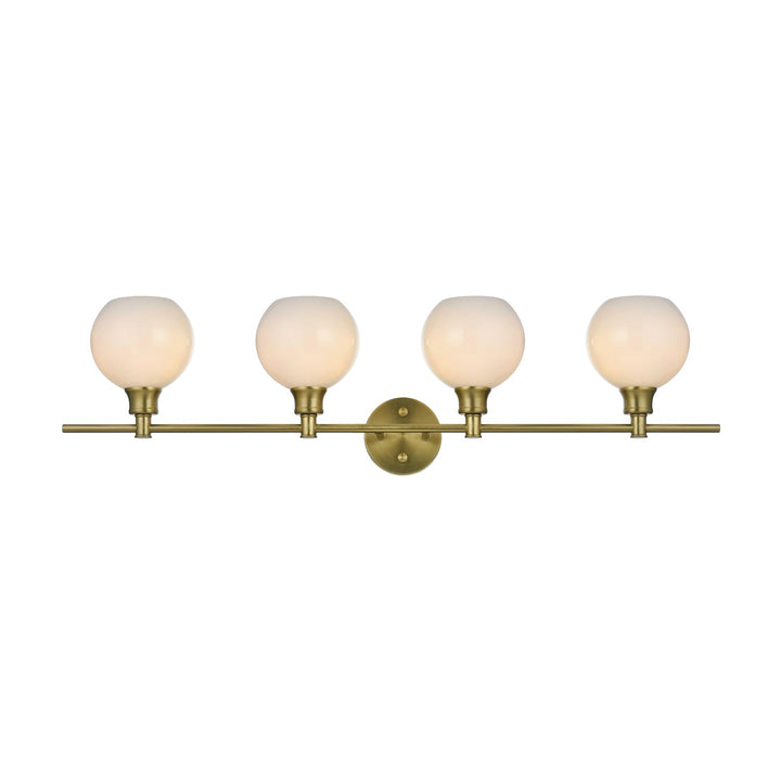 4 Light Satin Gold And Frosted White Glass Wall Sconce by Living District