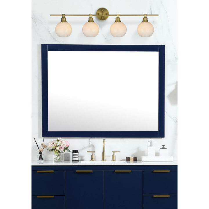 4 Light Satin Gold And Frosted White Glass Wall Sconce