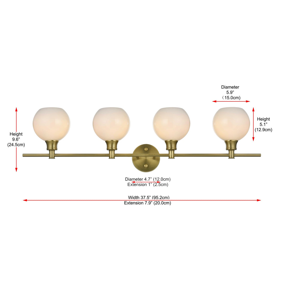 4 Light Satin Gold And Frosted White Glass Wall Sconce