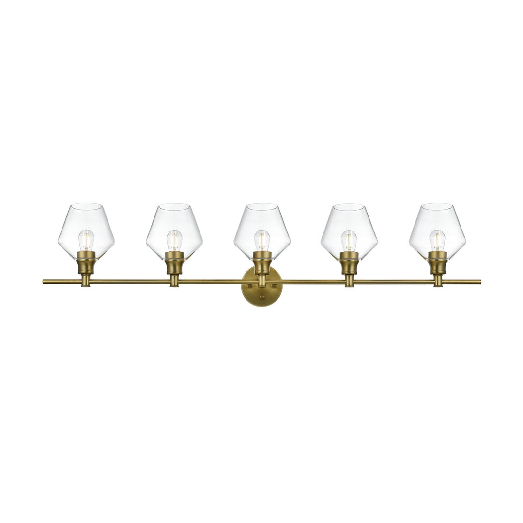 5 Light Satin Gold And Clear Glass Wall Sconce by Living District